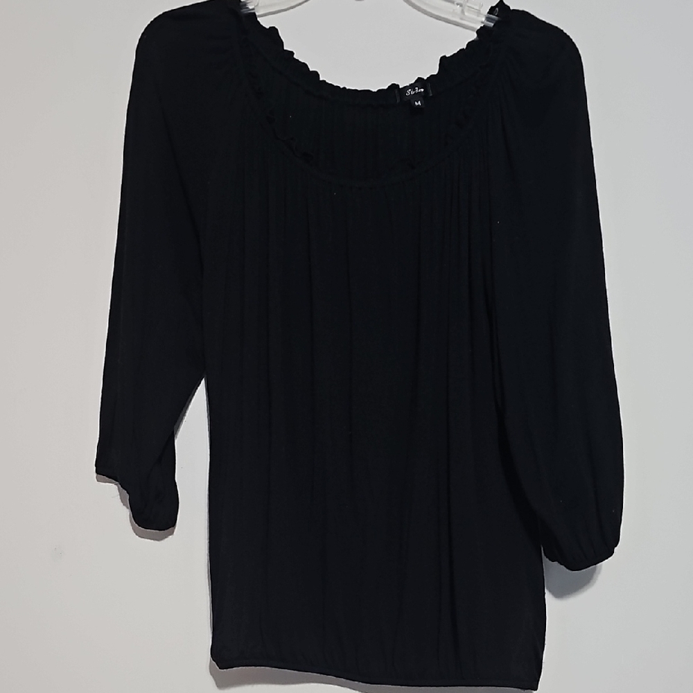 Storm Black Women's Blouse Ruffle Detail Fall Sz Medium